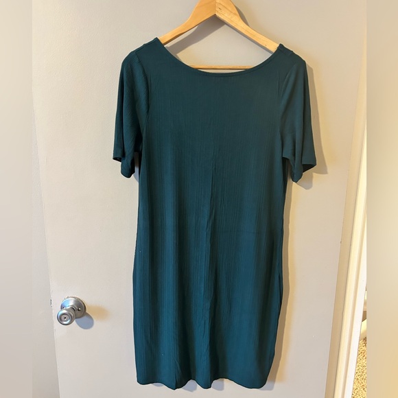 Old Navy dark green ribbed bodycon dress, size large - Picture 1 of 3